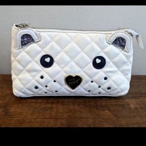 Rare Betsey Johnson Quilted kitty Cosmetic bag